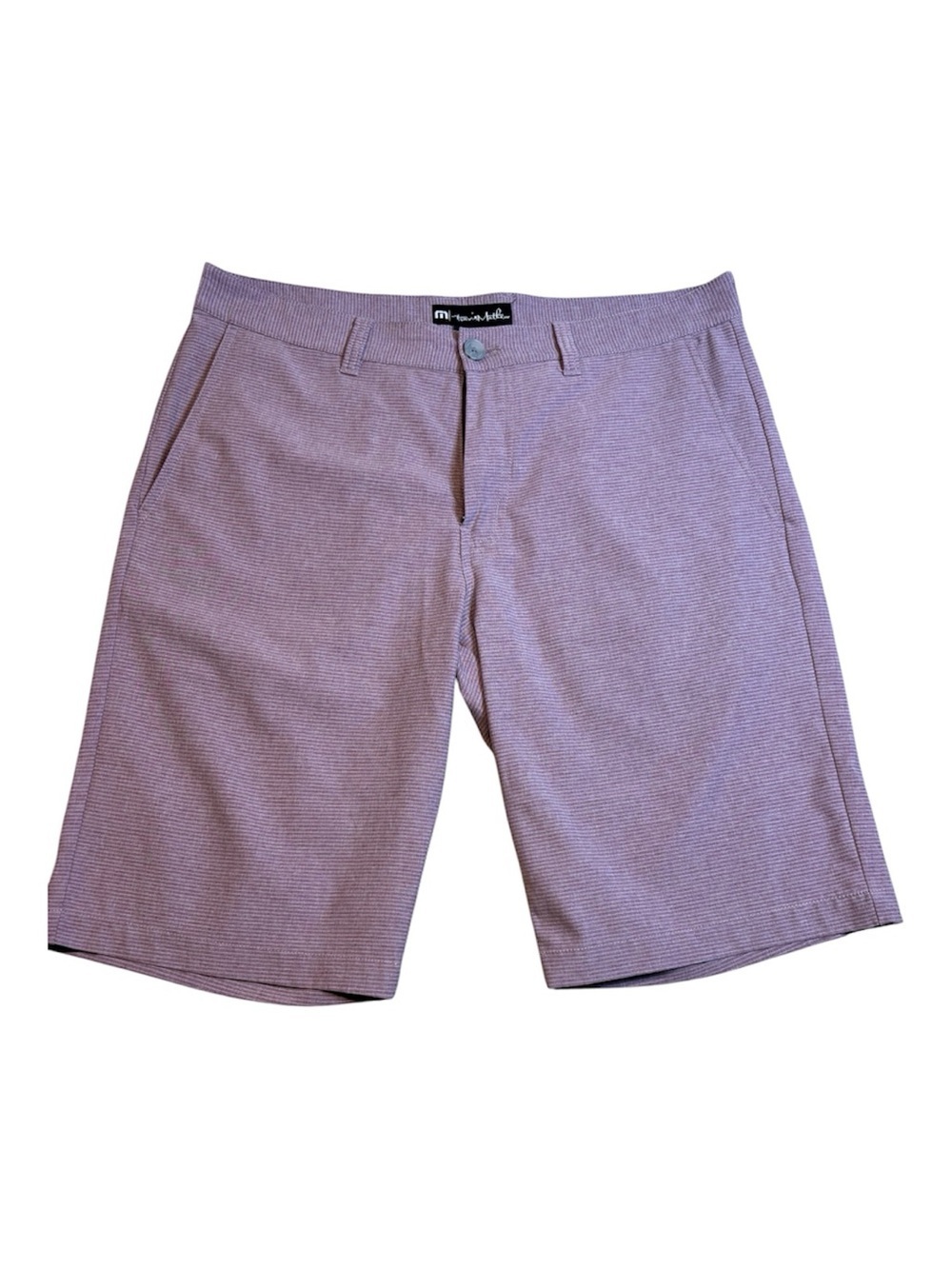 Travis Mathew Golf Shorts Men’s Size 35 Purple Micro-Stripe Performance Stretch